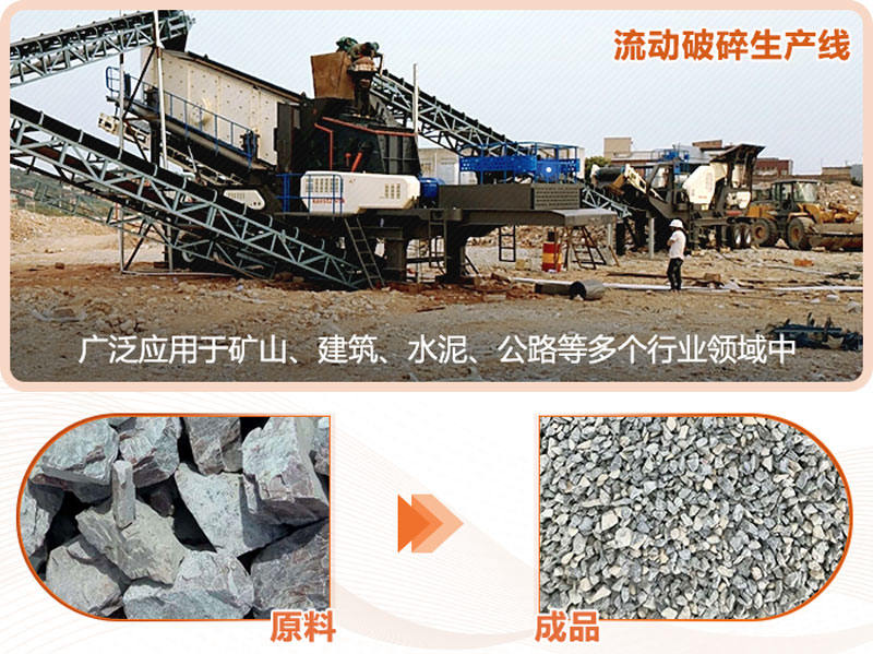 流動(dòng)破碎生產(chǎn)線成品粒形好，用途廣